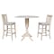 International Concepts Round 42 in Rd Ped Bar Ht Table, 2 Bar Ht Stools, Unfinished, Ready to Finish, 42 in W, 42 in L, Wood K-42DPT-11-S103-2 - alternate 1